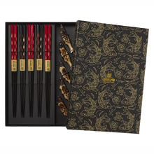 5 Pair Chopsticks with Sardine Rests Gift Set